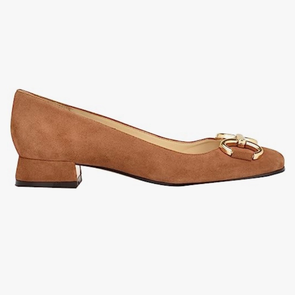 Nine West Women's Brown Suede Loafer/ Ballet Flat with Gold Accent Size 8 - Picture 5 of 16